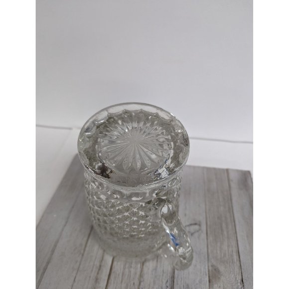 Anchor Hocking Wexford Pitcher #2 Clear Pressed Glass Diamond Point Vintage 9" - Picture 6 of 6